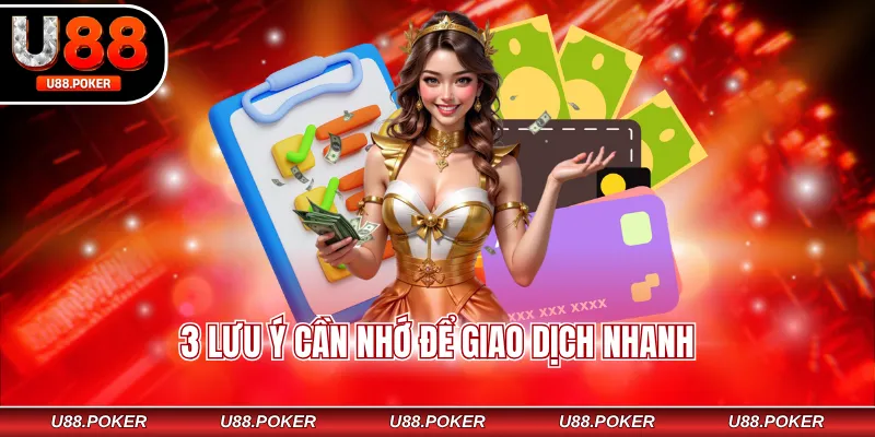 Nạp Tiền U88 - Hướng Dẫn Giao Dịch An Toàn, Tiện Lợi 3 lưu ý cần nhớ để giao dịch nhanh